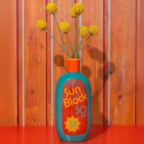ban.do Vintage Inspired Sunblock Bottle Vase, Decorative Ceramic Vase, Large Flower Vase, Unique Sunblock Decor for Home/Kitchen/Office thumbnail 6