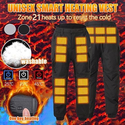 Heated Pants for Men Women Waterproof Full Cover One Key Smart Heating with 3 Levels,25℃，35℃，45℃ Without Bank thumbnail 3