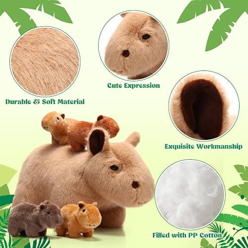 Hollowfly 5 Pcs Capybara Stuffed Animals Capybara Plush Set Gift for Kids Mommy with 4 Cute Babies Inside Soft Stuffed Plushies for Boys Girls Birthday Party Favors(Light Color) thumbnail 3