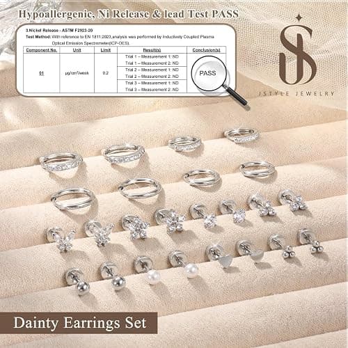 Jstyle Hypoallergenic 14K Gold Plated Stud Hoop Earrings for Women Men Surgical Stainless Steel Flat Back Earrings Small Huggie Hoops Cartilage Earring Set for Multiple Piercing Jewelry Gift for Women thumbnail 3