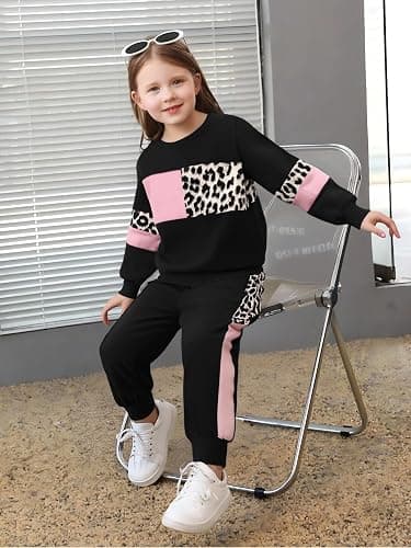 Afsmlys Tween Girl's Letter Print Top + Jogger Pants 2 Piece Casual Outfit Set Kids Fall Clothing, Sizes 6-14 Years thumbnail 2