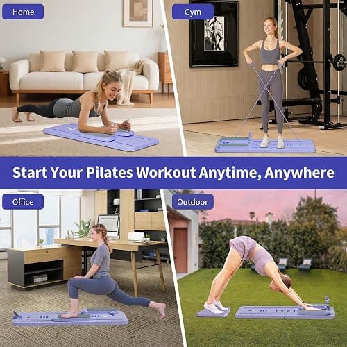 Pilates Reformer Set, ESBANY Pilates Board with Phone Holder, Multi-Purpose Foldable Pilates Reformer Machine, Portable Home Pilates Slider Board Equipment for Home Workout, Fitness, Exercise, Abs thumbnail 9