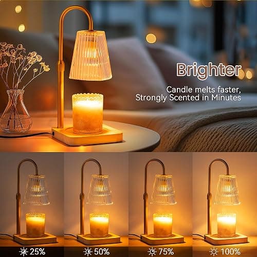 Candle Warmer Lamp Timer Adjustable - Height Wax Melt Electric Light Warming Dimmable Top Melter Heater for Melting Heating Small Jar Candles Gifts Women Mom Birthday Home Desk Decor with 2 Bulbs thumbnail 3