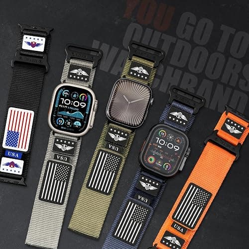 Rugged Nylon for Apple Watch Ultra 2/ Ultra 3 Band Series 11/10/9/8/7/6/5/4/3/SE iWatch Bands Men,Soft Woven Stars-Stripes Flag Wristbands Strap for Apple Watch Ultra 3/2/1 49mm 46mm 45mm 44mm 42mm thumbnail 2