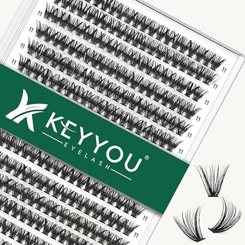 Lash Clusters 300pcs Individual Lashes 40D 0.07C Curl 11mm DIY Eyelash Extension KEYYOU Large Tray Volume Soft&Natural Cluster Lashes(40D-0.07C,11） - Image 1