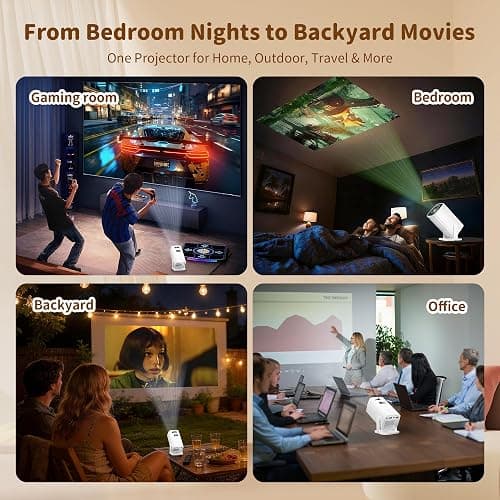 Mini Projector with 4K Support, Portable Projector with Electric Focus & Keystone, 270° Rotatable Stand, Short Throw Home & Outdoor Movie Projector Compatible with TV Stick, Phone & Laptop thumbnail 8