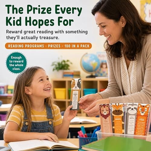 Only Zest 100 Quality Bookmarks for Kids – 2x6 inches – Multiple Designs | Fun Bulk Book Marks for Reading, Classroom Rewards, Student Gifts, Teacher Supplies thumbnail 5