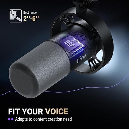 FIFINE K688 Podcast Microphone Kit, USB/XLR Dynamic Microphone with Boom Arm for PC/XLR Mixer, Gaming Mic with Mute Button, Headphone Jack for Vocal, Voice-Over, Streaming, Music Recording -K688CT thumbnail 11