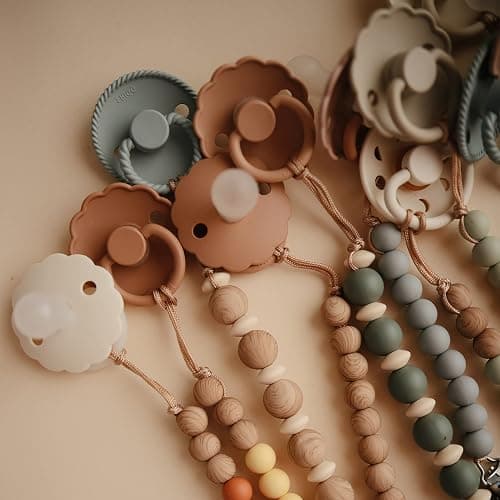 mushie 100% Silicone Baby Pacifier Clip BPA Free | Luna (Dried Thyme) - Dried Thyme thumbnail 6