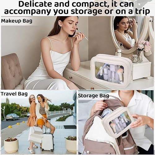 8 Packs TSA Approved Toiletry Bags Clear Toiletry Bags for Travel PVC Makeup Pouch Waterproof Quart Size Clear Cosmetic Bag with Zipper for Airport Airline Compliant Bag Women Men Travel Bathroom thumbnail 6