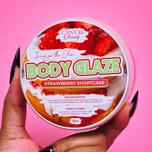 Canvas Beauty Body Glaze, Strawberry Shortcake Scented – Sugary Sweet + Gourmand, Moisturizing Non-Greasy Body Butter for Women With Beeswax, Jojoba Oil, and Rice Bran for Soft and Glossy Skin thumbnail 7