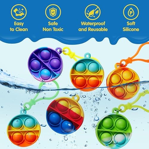 JOYIN Round Pop Fidget Keychain 30 Pack Pop Fidget Toys Bulk Party Favors for Kids 4-8,8-12 Years, Birthday Goodie Bags Stuffers Back to School Gifts for Students Classroom Prizes Sensory Toys thumbnail 4