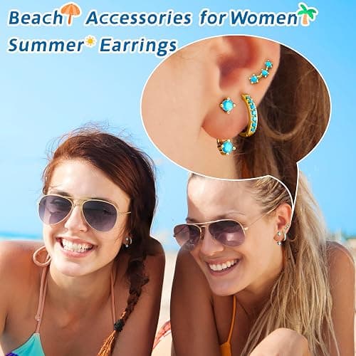 Gold Stud Earrings Set for Women, 3 Pairs Huggie Hoop Jacket Studs Earring Stacks, Hypoallergenic 925 Sterling Silver Post Dainty Birthstone Trendy Women Fashion Accessories Jewelry Gifts thumbnail 6