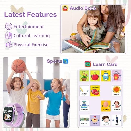 AIWIEP Kids Smart Watches Girls Gift for Age 5-12, Watch for Kids with 32 Games HD Touch Screen Video Camera Pedometer Music Player Flashlight 12/24 hr Toys for 5 6 7 8 9 Year Old Girl Birthday Gift thumbnail 6