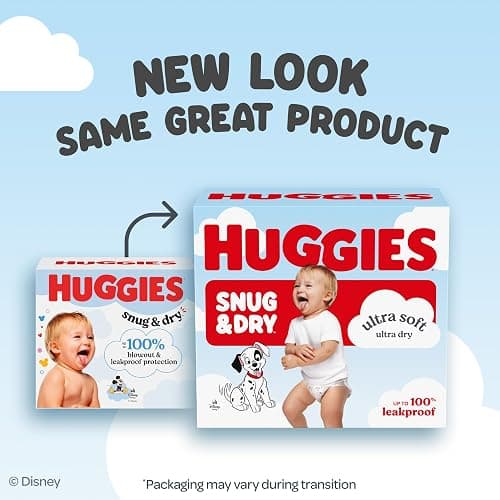 Huggies Snug & Dry Diapers Size 1, 128 Count | Ultra Soft and Ultra Dry, Day & Night Protection, GentleAbsorb Liner, Wetness Indicator, Fragrance Free, No Parabens thumbnail 2