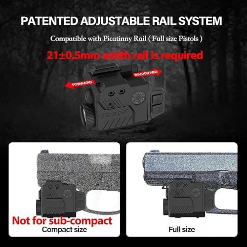 Solofish 800 Lumens Adjustable Pistol Light Laser Combo, Strobe Function Red Laser and Tactical Light Fits for Guns with Rail thumbnail 2