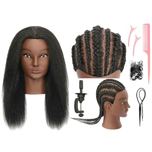 TIANYOUHAIR Mannequin Head 100% Human Hair Cosmetology Manikin Doll Training Head with Stand for Hairdresser Practice Braiding Styling Coloring Bleaching Dyeing Cutting Updos Display - Image 1