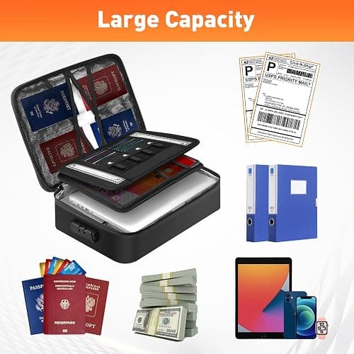 5200°F Fireproof Document Bag with Lock - Mondoshop Heat-Insulated Fireproof Document Box, Important Document Organizer, Portable Travel Fireproof Safe for Home Document, Passport, Laptop, Cards(Soft) thumbnail 2