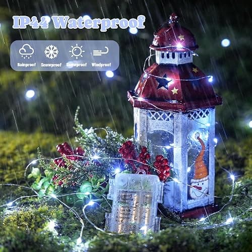 JMEXSUSS 2 Pack Fairy Lights Battery Operated, Total 400 LED 132ft Outdoor Fairy String Lights with Remote, 8 Modes Copper Wire Twinkle Lights for Bedroom Tree Wall Patio Outside Decor, White thumbnail 4