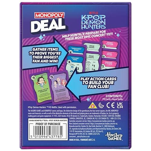 Monopoly Deal: Kpop Demon Hunters Card Game | Family Games for Kids, Tweens, Teens, and Adults | 2-5 Players | 15 mins. | Ages 8+ thumbnail 3