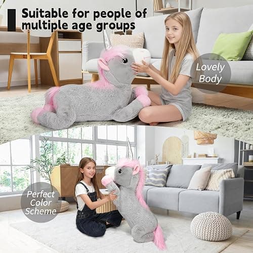 ZBLX Giant Unicorn Stuffed Animal, 38 inch Big Stuffed Animal, Large Cute Plush for Kids Boys Girls Birthday Gifts (Unicorn) thumbnail 4