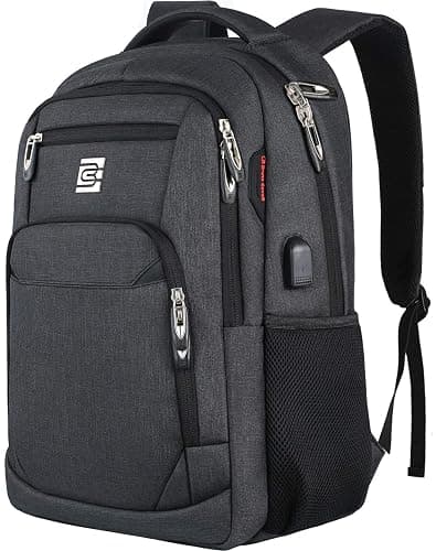 Laptop Backpack,Business Travel Anti Theft Slim Durable Laptops Backpack with USB Charging Port,Water Resistant College Computer Bag for Women & Men Fits 15.6 Inch Laptop and Notebook - Black - Image 1