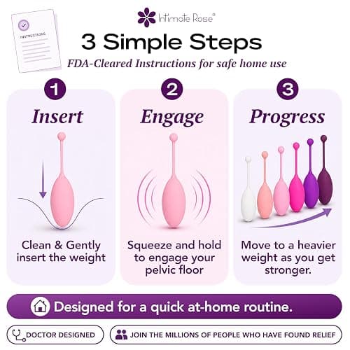 Kegel Exercise System - Pelvic Floor Exercises - Set of 6 Premium Silicone Kegel Exercise Weights & Control with Training Kit for Women: Beginners & Advanced thumbnail 8