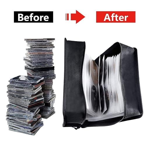 Siveit CD/DVD Binder, CD DVD Case Holder Binder 400 Capacity CD/DVD Wallet Storage Booklet Album Box (White binder, Black) thumbnail 4