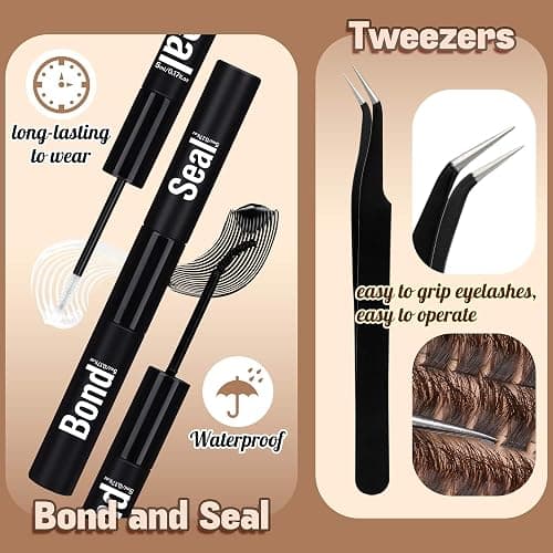 Brown Lash Clusters 320 Pcs Lash Extension Kit DIY Eyelash Extensions Kit Natural Look Cluster Lashes D 8-16 MM Mixed Lash Bond and Seal Lash Tweezers for Lash Clusters Kit DIY at Home thumbnail 2