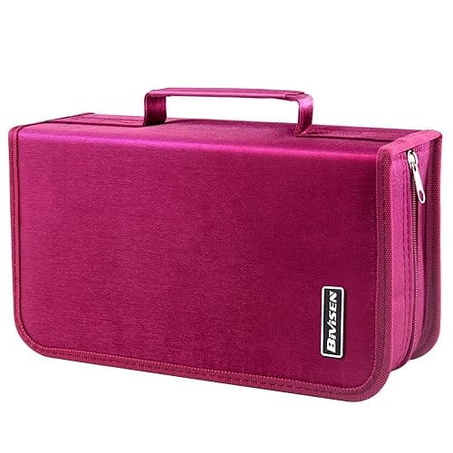 Bivisen CD/DVD Case Holder, 128 Capacity CD VCD Media Wallet, Storage, Holder, Booklet, Organizer (Rose) - Rose - Image 1