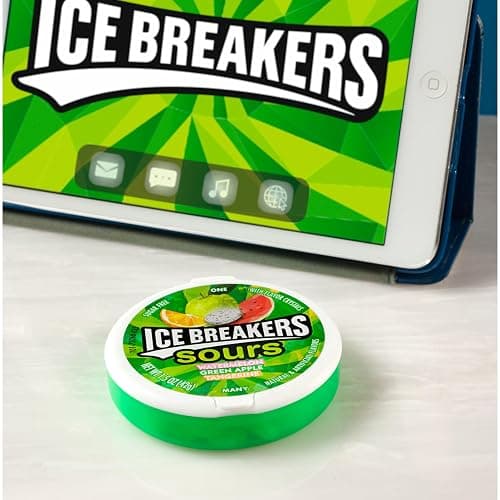 ICE BREAKERS Sours Assorted Fruit Sugar-Free Mints Tins, 1.5 oz, 8 ct | Green Apple, Tangerine and Watermelon Sugar-Free Sours Mints, Pocket Tins for Car, Desk and Fresh Breath, 8 ct thumbnail 5