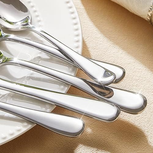 KINGSTONE 20 Pieces Silverware Set for 4, Premium Stainless Steel Flatware Set, Heavy Duty and Modern Design Cutlery Set, Mirror Polished, Dishwasher Safe thumbnail 7