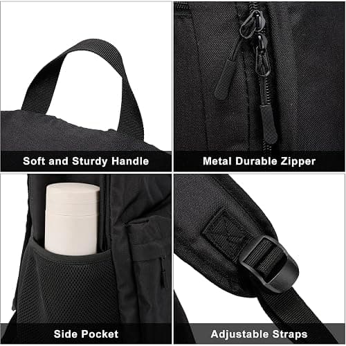 LIBENED School Backpack Teen Boys and Girls, Classical Basic Black Backpack, 15.6 Inch Laptop Bookbag with USB Charger for Women Men, and College High School thumbnail 4
