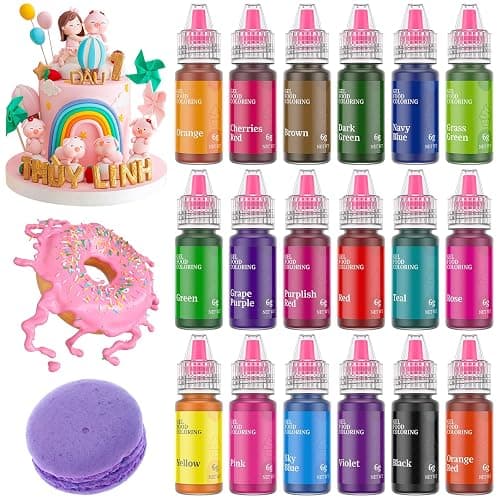 Gel Food Coloring,18 Baking Coloring Gel Set for Cake,Cookie Easter Egg Decorating,Cherrysea Edible Vibrant Food Dye for Baking Icing,Fondant,Macaron,Frosting,Gluten Free,Vegan Tasteless - 6g/Bottle thumbnail 8