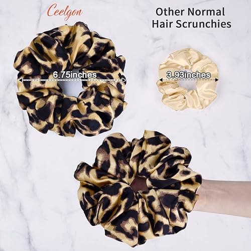 XL Big Silk Scrunchies for Women CEELGON Extra Large Scrunchie Satin Oversized Silk Thick Elastic Fluffy Hair Ties Jumbo Gigantic Soft Chiffon Cute Scrunchy Hair Scrunchies 6 Pack thumbnail 2