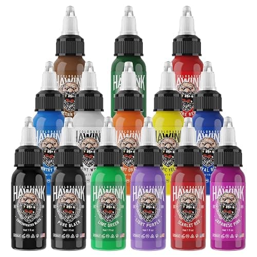 Hawink Tattoo Ink Set 1oz (30ml) Tattoo Supply 14 Colors Pigment Kit Ink USA TI203-30-14 - Image 1