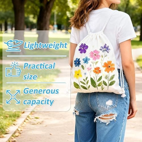 RAINFLOW 3 PCS Cotton Drawstring Bags - Sublimation Blank Canvas Drawstring Bags,White Tie Dye Bag DIY Items for Tye-dye,Hand-painted,Gym,Sport,Travel,Party thumbnail 5