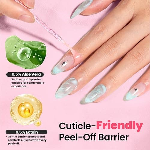 Beetles Odorless Liquid Latex for Nails Set, 2 PCS 15ml Pink & White Peel Off Cuticle Guard, Latex Nail Polish Barrier for Gel Polish, Air Dry Protector for Fingers, Nail Art Cuticle Protectors thumbnail 4