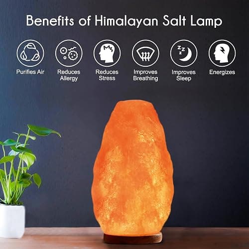 WBM LLC Himalayan Glow Natural Pink Salt Lamp, Crystal Salt Lamp Night Light with (ETL Certified) Brightness Control Dimmer Switch, Wooden Base & Salt Lamps Bulb | 6-8 LBS, Model Number: 1001 thumbnail 9