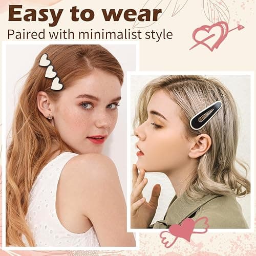 Gingbiss 18 Pcs Hair Clips for Women Girls, Black White Checker Cute Hair Barrettes with Storage Box, No Bend Korean Styling Minimalist Hair Accessories, Gift for Women Girls thumbnail 5