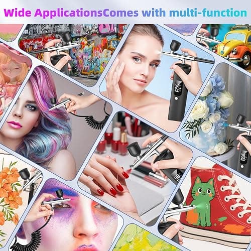 Airbrush Kit with Compressor - 48PSI High Pressure, Non-Clogging Air Brush Set, 6000 mAh Extra Long Standby, Ideal for Painting, Modeling, Cake Decorating, Pastry, Makeup and Nail Art thumbnail 7