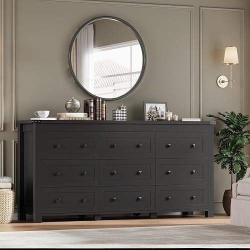 BORNOON 9-Drawer Dresser, Modern Wooden Storage Chest of Drawers, Dresser TV Stand, Wood Drawer Organizer with Metal Handles for Bedroom, Living Room, Hallway thumbnail 6