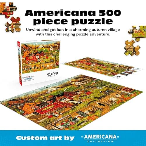 Buffalo Games - Blackbirds Roost at Mill Creek - Charles Wysocki - 500 Piece Autumn Jigsaw Puzzle for Adults - Fall Harvest Americana Scene - Cozy Puzzle for Game Nights thumbnail 3