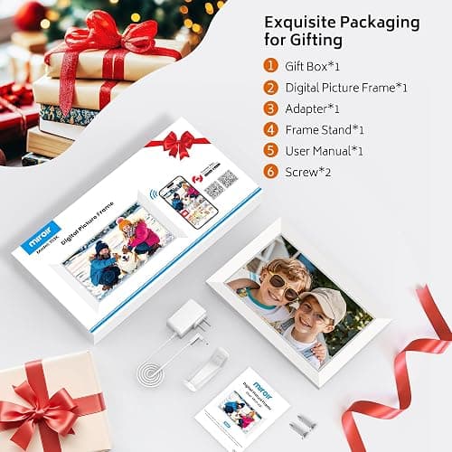 Miroir 10.1 Inch WiFi Digital Photo Frame via Frameo App, 1280x800 HD IPS Touch Screen Electric Picture Frame Display, 32GB Storage, Auto-Rotate, Wall Mountable, Share Photos/Videos Instantly thumbnail 8