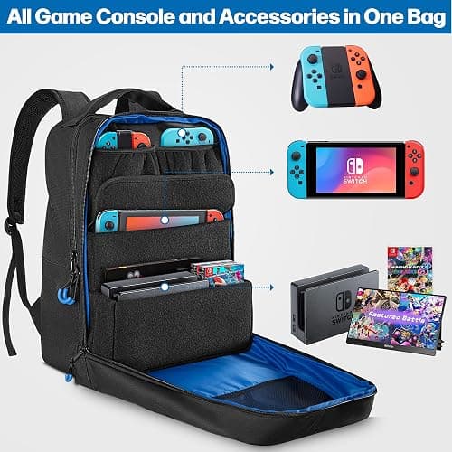 PGmoon Travel Storage Backpack Compatible with Nintendo Switch/Lite/OLED Model, Protective Carrying Case with Various Pockets For Docking Station, Controllers & More Accessories (Patent Design) thumbnail 5
