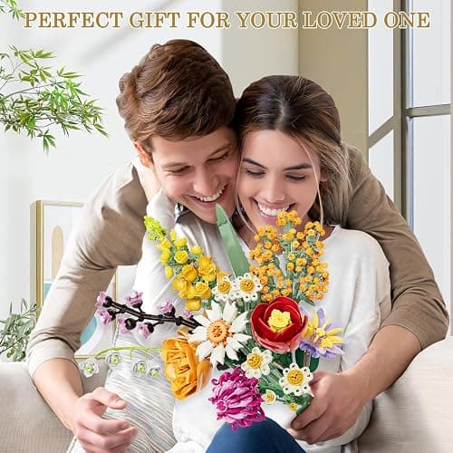 Flowers Bouquet Building Set, 1070PCS Wildflower Botanical Collection, Artificial Plant Flower Kit Toy for Adults Kids Women Her, Home Decor Gift for Birthday, Christmas (No Vase) thumbnail 2