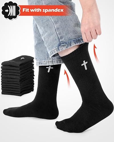 Shihanee 12 Pairs Cross Socks for Men Religious Christian Pastor Elastic Crew Socks Christian Gifts for Men thumbnail 2