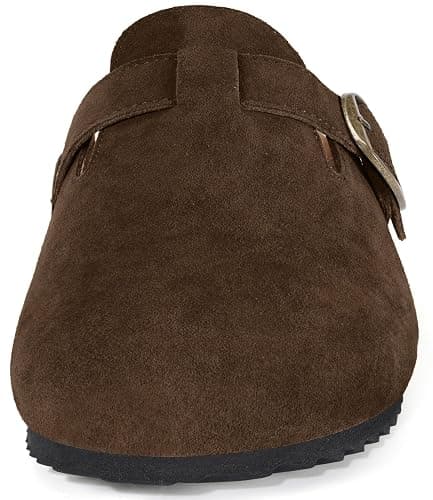 Womens Suede Clogs Mens Genuine Leather Mules Cork Footbed Sandals with Arch Support thumbnail 3