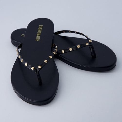 CUSHIONAIRE Confetti Women’s Studded Flip Flop Sandal – Slip-On Thong with Memory Foam & Stylish Rivet Strap thumbnail 5