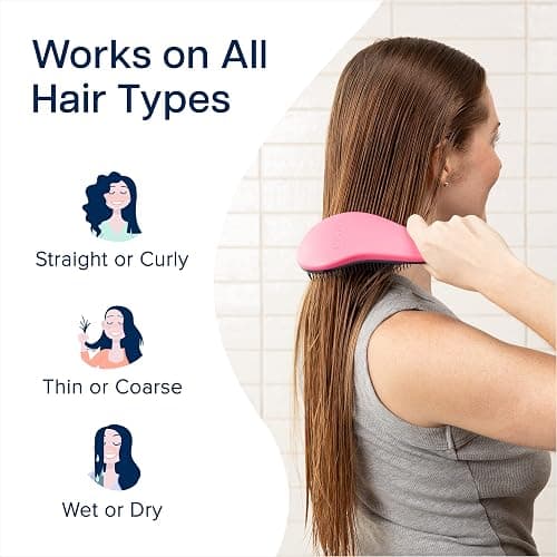 Crave Naturals Glide Thru Hair Brush - Detangler Brush for Curly, Straight, Wet or Dry Hair - Gentle Detangling Brushes for Adults, Kids, Toddlers - Hair Accessories for Women, 7.5x3" - Pink thumbnail 4